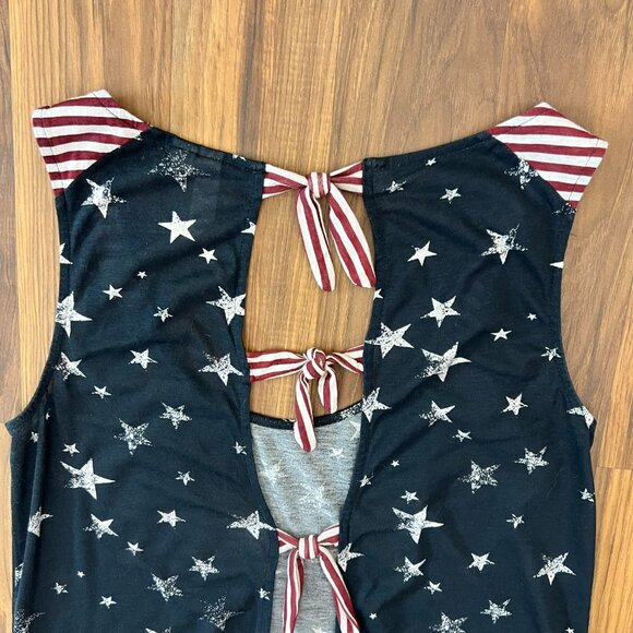 Stars, Stripes & Bows Open Back Tie Women's Sleeveless Tank Top - Small - Picture 5 of 12